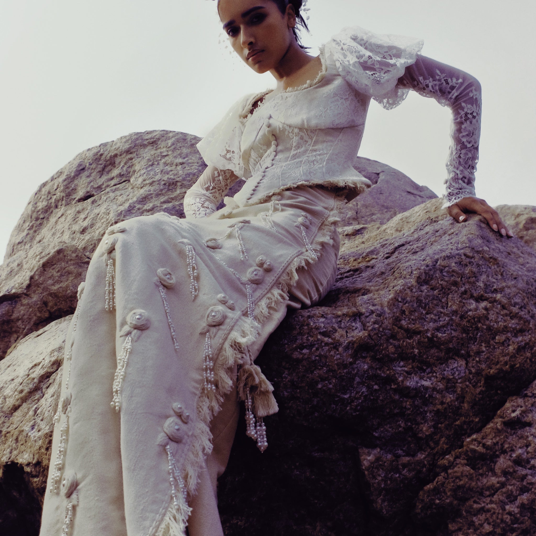 Pearl Rosette Wrap Skirt